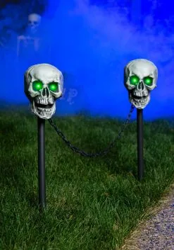 Set Of 4 Skull Pathway Lights -Halloween Costumes Shop skull pathway lights 4pc m38441 alt 2