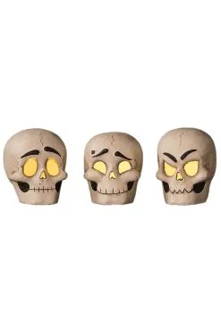 Set Of 3 Skully Head Luminaries