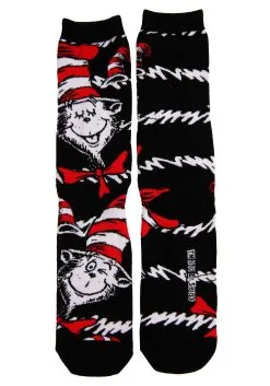 The Cat In The Hat Adult Crew Sock Set -Halloween Costumes Shop the cat in the hat adult crew sock 3 pack alt 6