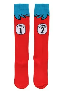 Thing 1 & 2 Costume Socks For Adults 7 Thing 1 & 2 Costume Socks For Adults -Halloween Costumes Shop thing 1 2 costume adult socks alt 3