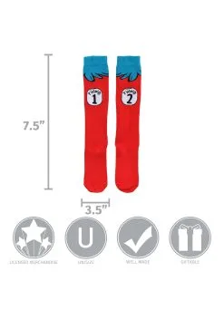 Thing 1 & 2 Costume Socks For Adults 9 Thing 1 & 2 Costume Socks For Adults -Halloween Costumes Shop thing 1 2 costume adult socks alt 4