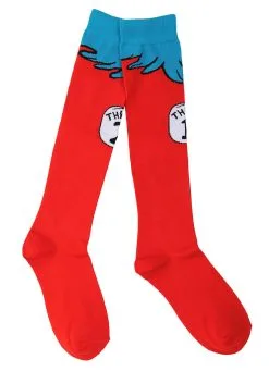 Thing 1 & 2 Costume Socks For Kids -Halloween Costumes Shop thing 1 2 costume kids socks alt 2