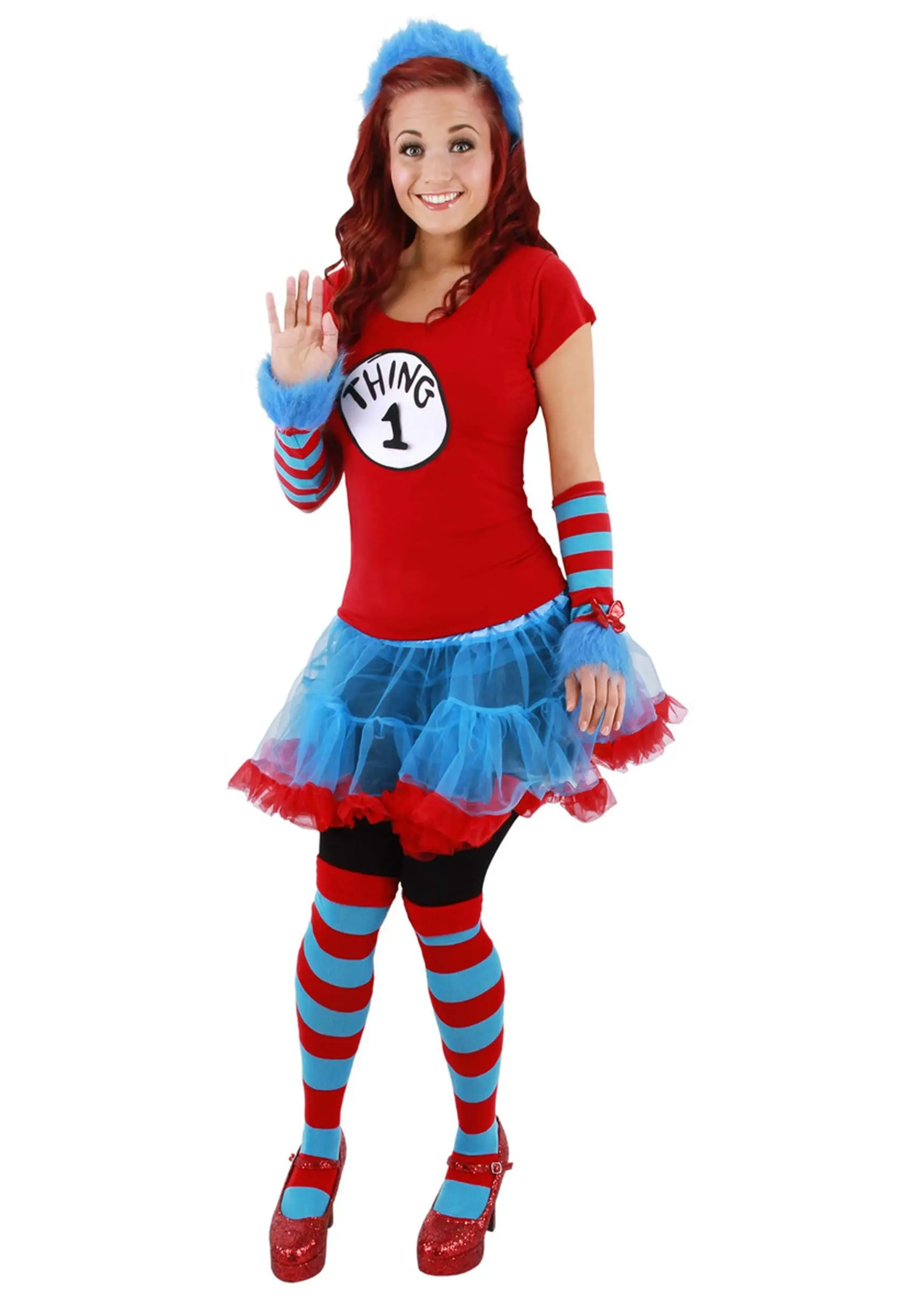 Thing 1 & Thing 2 Striped Knee High Socks 2 Thing 1 & Thing 2 Striped Knee High Socks - Image 2