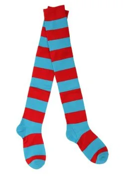 Thing 1 & Thing 2 Striped Knee High Socks 6 Thing 1 & Thing 2 Striped Knee High Socks -Halloween Costumes Shop thing 1 thing 2 striped knee highs alt 2