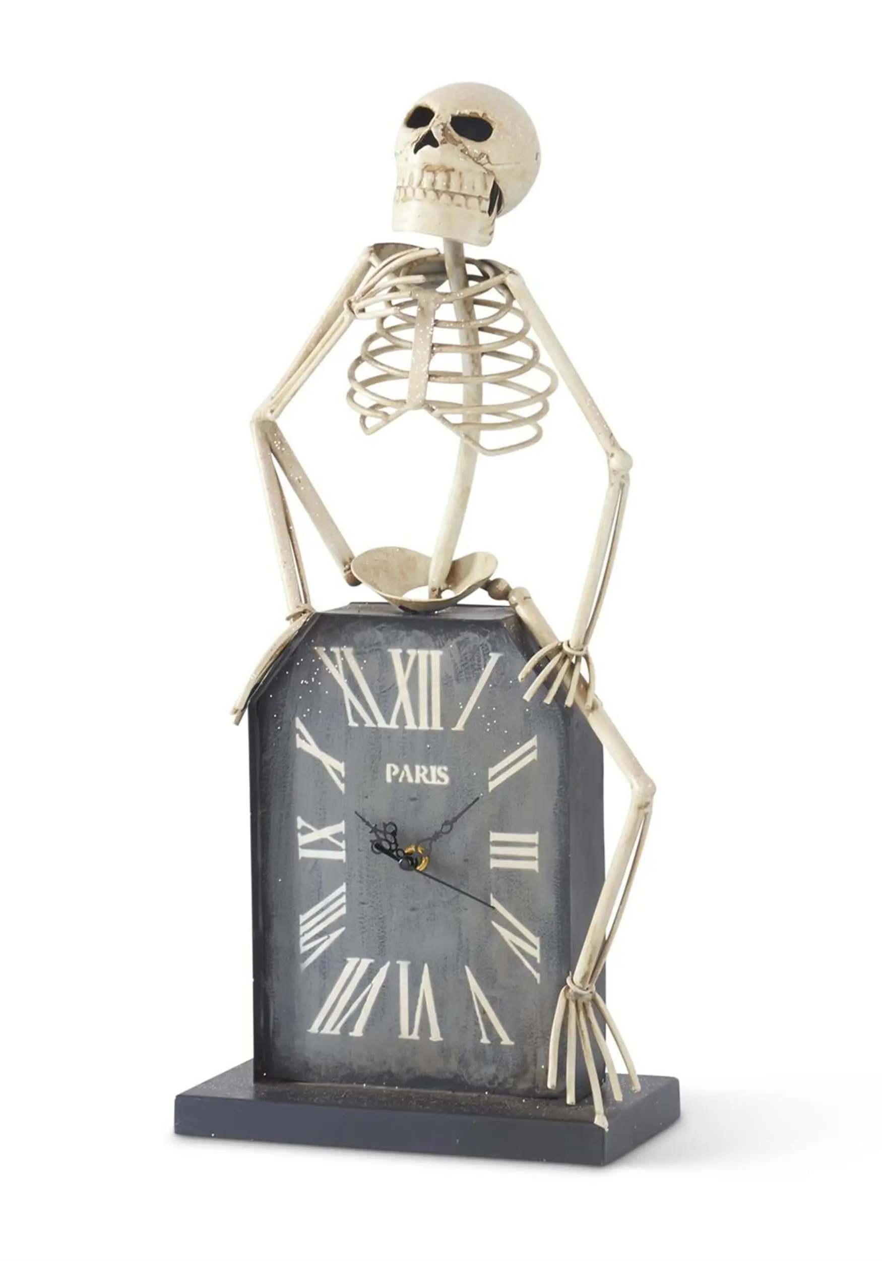 21.5-Inch Tombstone Clock With Skeleton 1 21.5-Inch Tombstone Clock With Skeleton