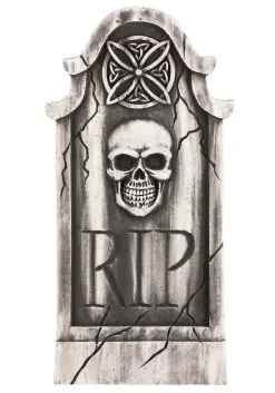 Weathered Skull Tombstone Halloween Decoration