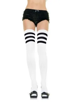 White Athletic Socks With Black Stripes