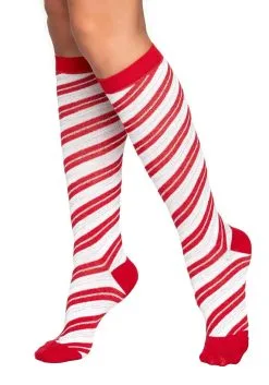 Candy Cane Knee High Socks For Women
